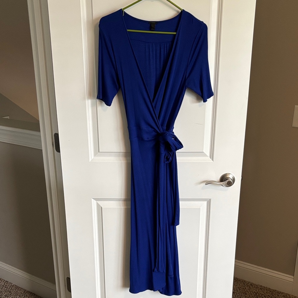 J. Crew Royal Blue Midi Wrap Dress